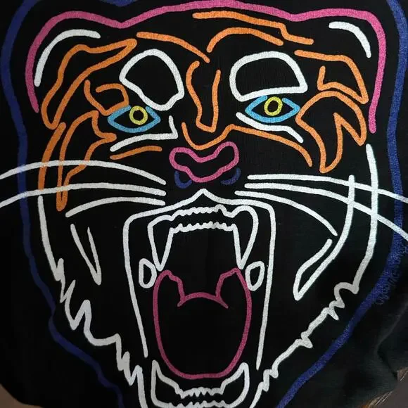 Lauren Moshi Jocelyn Neon Line Tiger drop shoulder pullover OVERSIZED M sweater - Picture 8 of 14